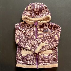 Patagonia Kids Purple Patterned Zip Up Fleece Hoodie